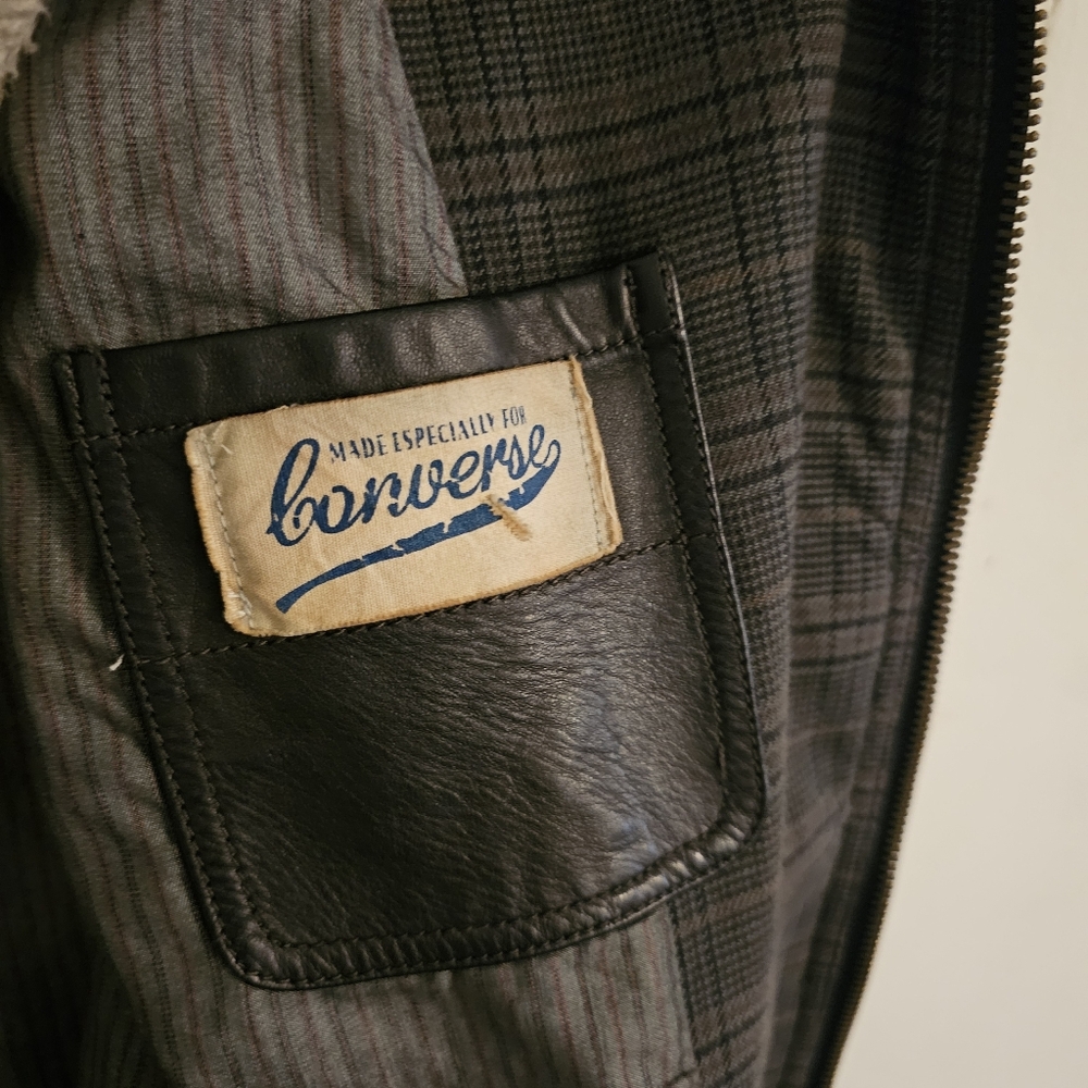 Converse x John Varvatos size US1 small brown and black Plaid Trench Coat. - Picture 7 of 10